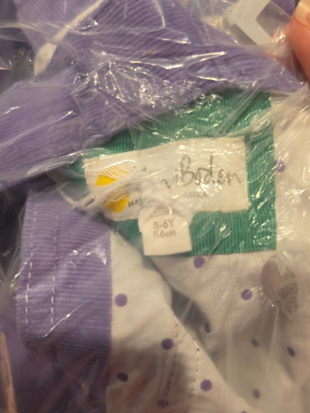 NWT Mini Boden Lavender Corduroy Rainbow Patch Overall Dress - Picture 11 of 11